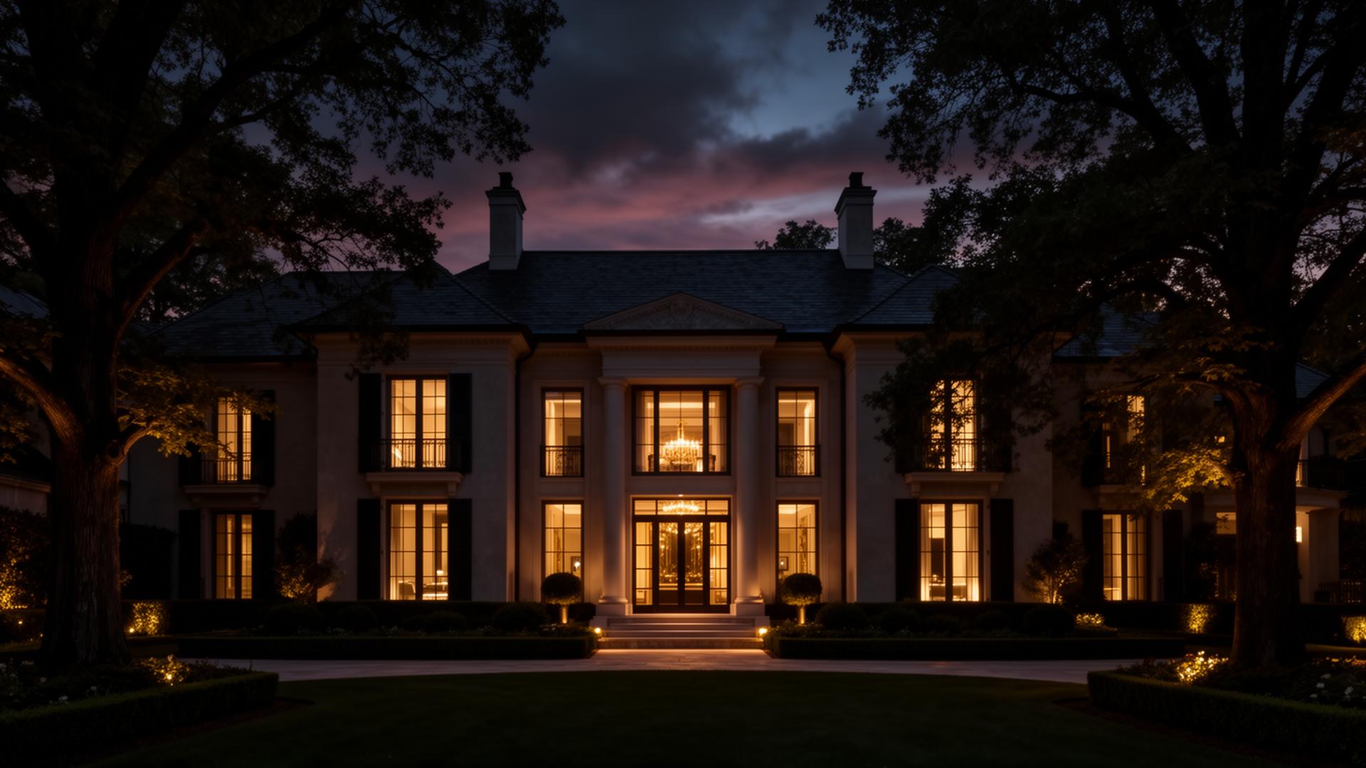 Private estate at twilight